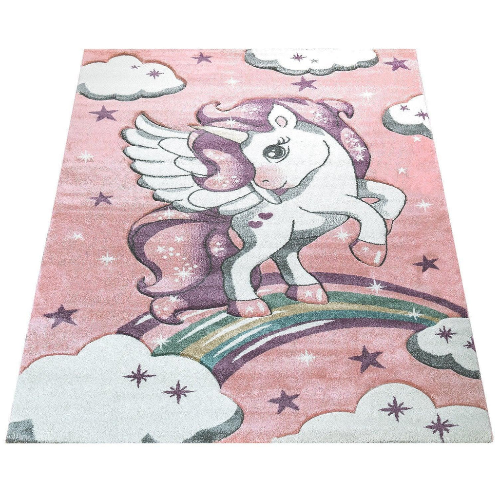 Kids Rug Rainbow Unicorn Pastel Pink RugYourHome