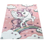 Kids Rug Rainbow Unicorn Pastel Pink RugYourHome