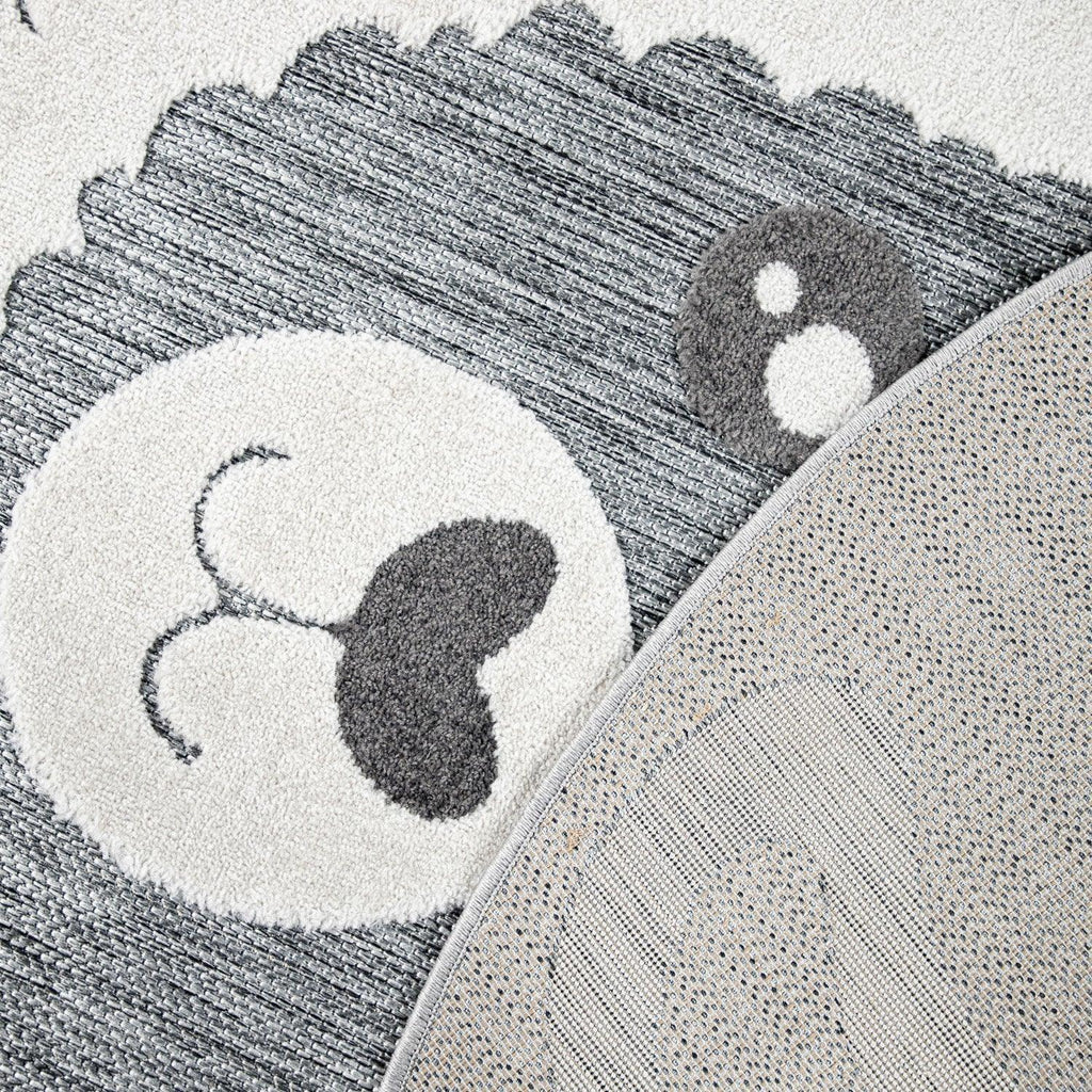 Kids Rug Tweet Round Play Mat Llama Motif in Mottled Grey RugYourHome