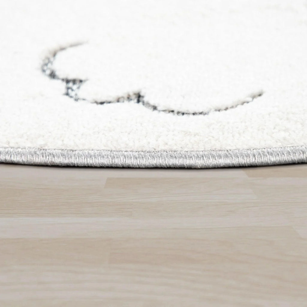 Kids Rug Tweet Round Play Mat Llama Motif in Mottled Grey RugYourHome