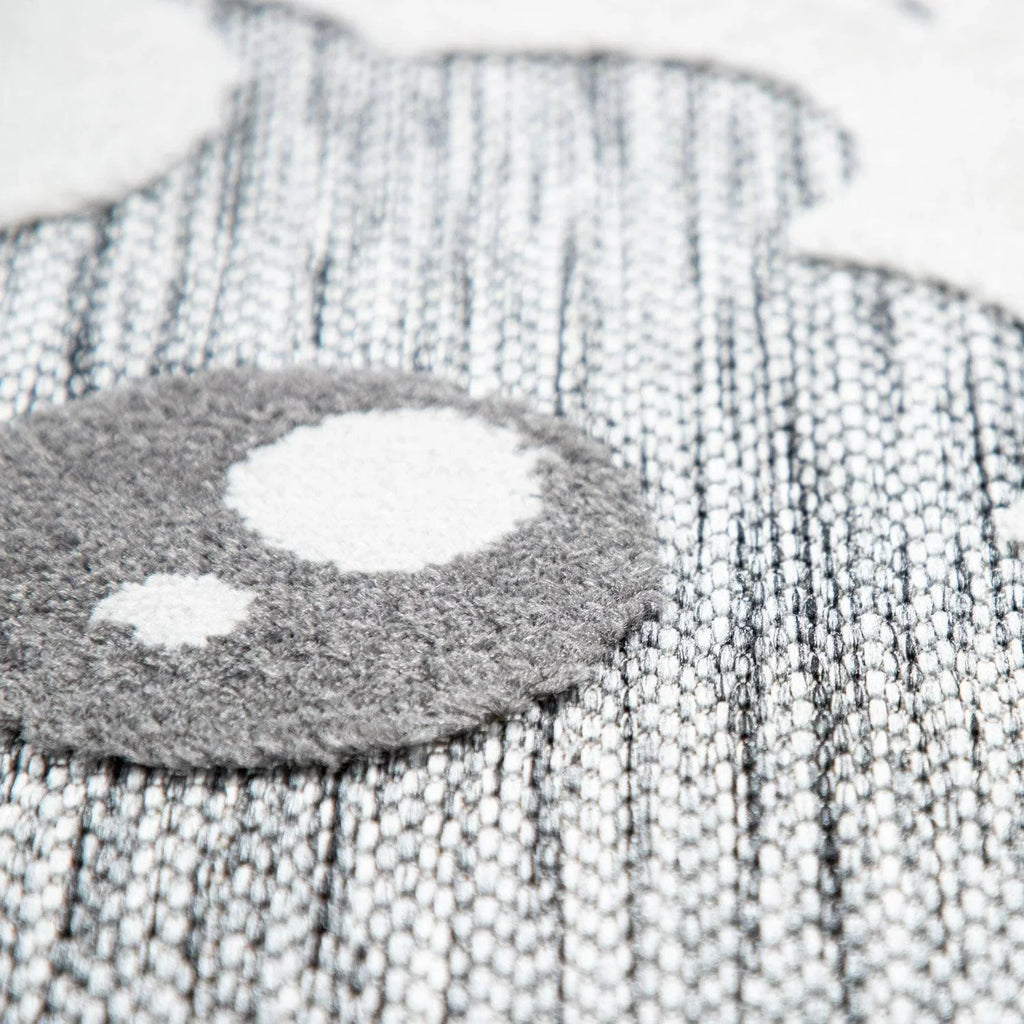 Kids Rug Tweet Round Play Mat Llama Motif in Mottled Grey RugYourHome