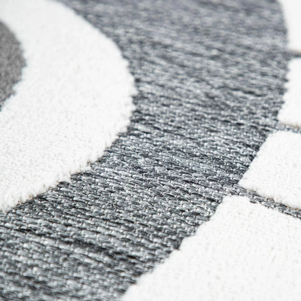 Kids Rug Tweet with Lion Face Round Play Mat in Grey, side view - House Of Avana