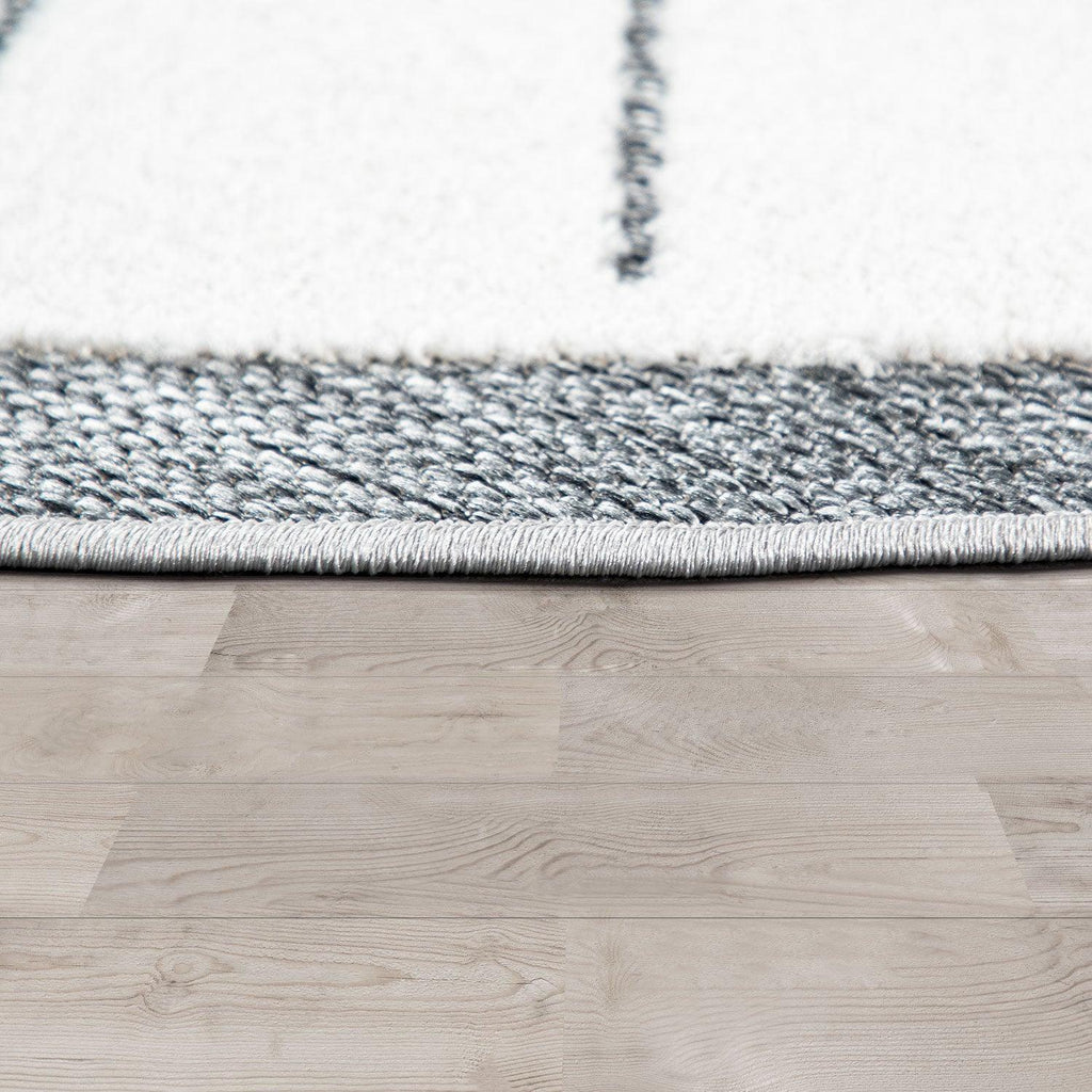 Kids Rug Tweet with Lion Face Round Play Mat in Grey, detail shot - House Of Avana