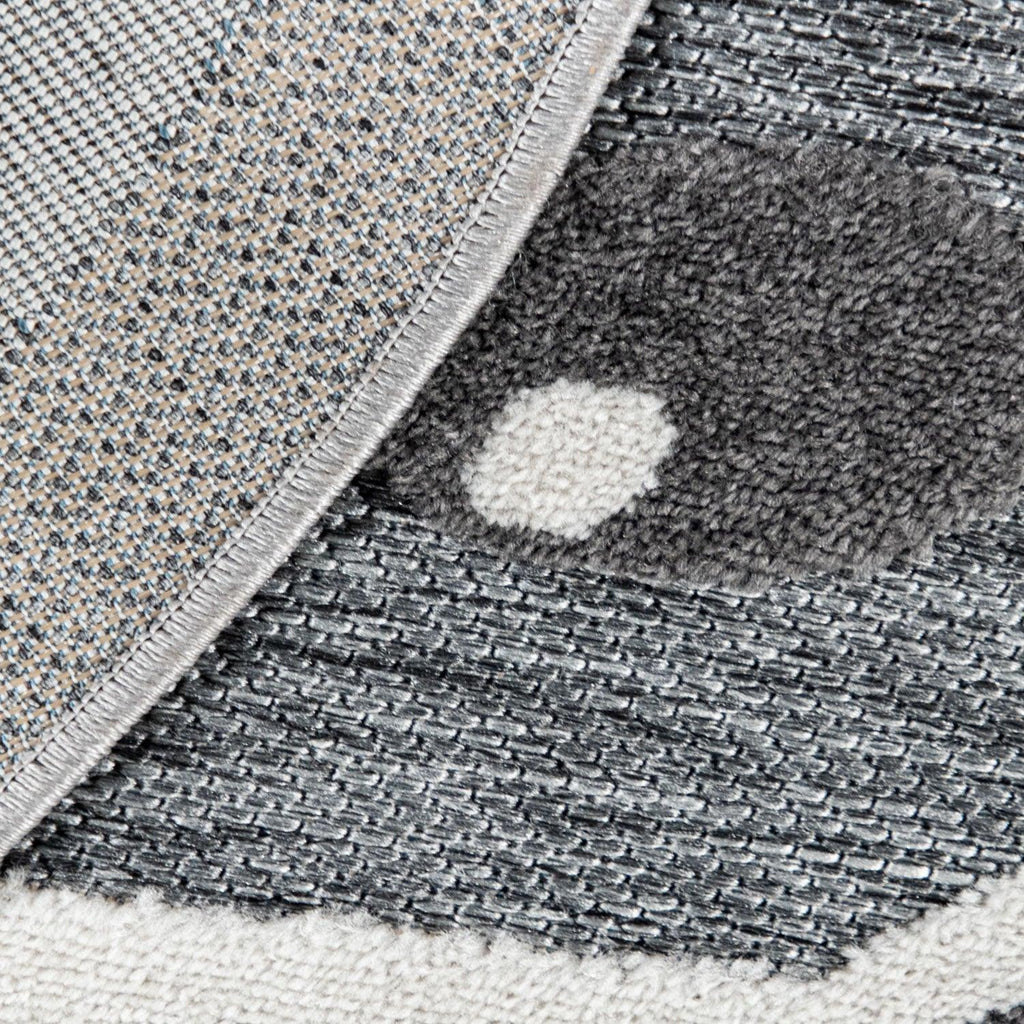 Kids Rug Tweet with Lion Face Round Play Mat in Grey, lifestyle image - House Of Avana