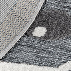Kids Rug Tweet with Lion Face Round Play Mat in Grey, lifestyle image - House Of Avana