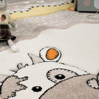 Kids Rug with Charming Farm Animals Patchwork in Beige Cream RugYourHome