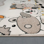 Kids Rug with Charming Farm Animals Patchwork in Beige Cream RugYourHome