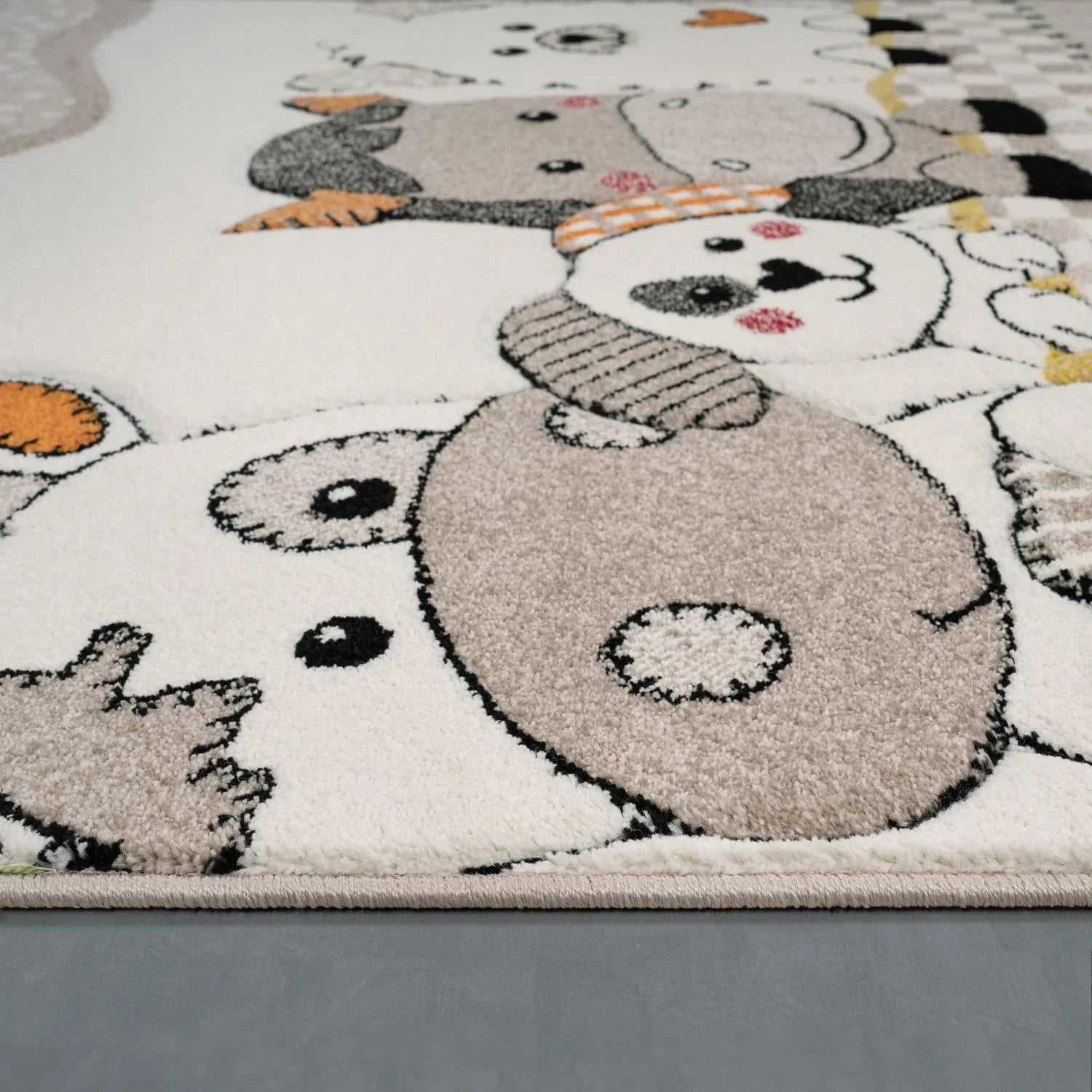 Kids Rug with Charming Farm Animals Patchwork in Beige Cream RugYourHome