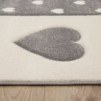 Nursery Rug Kids Checked Dots Hearts Crowns in Pastel Purple Grey RugYourHome