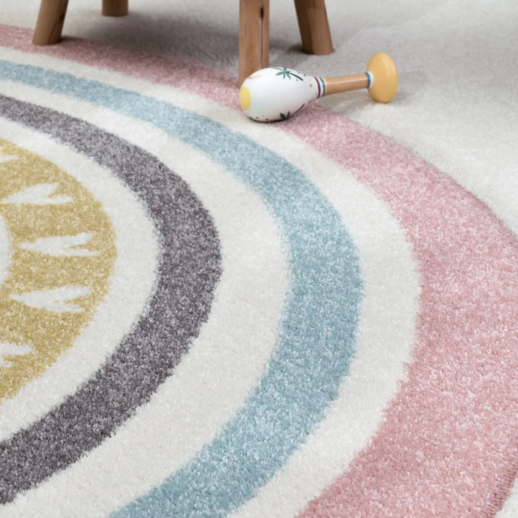 Kids Rug Cosmo with Rainbow & Hearts in Cream RugYourHome