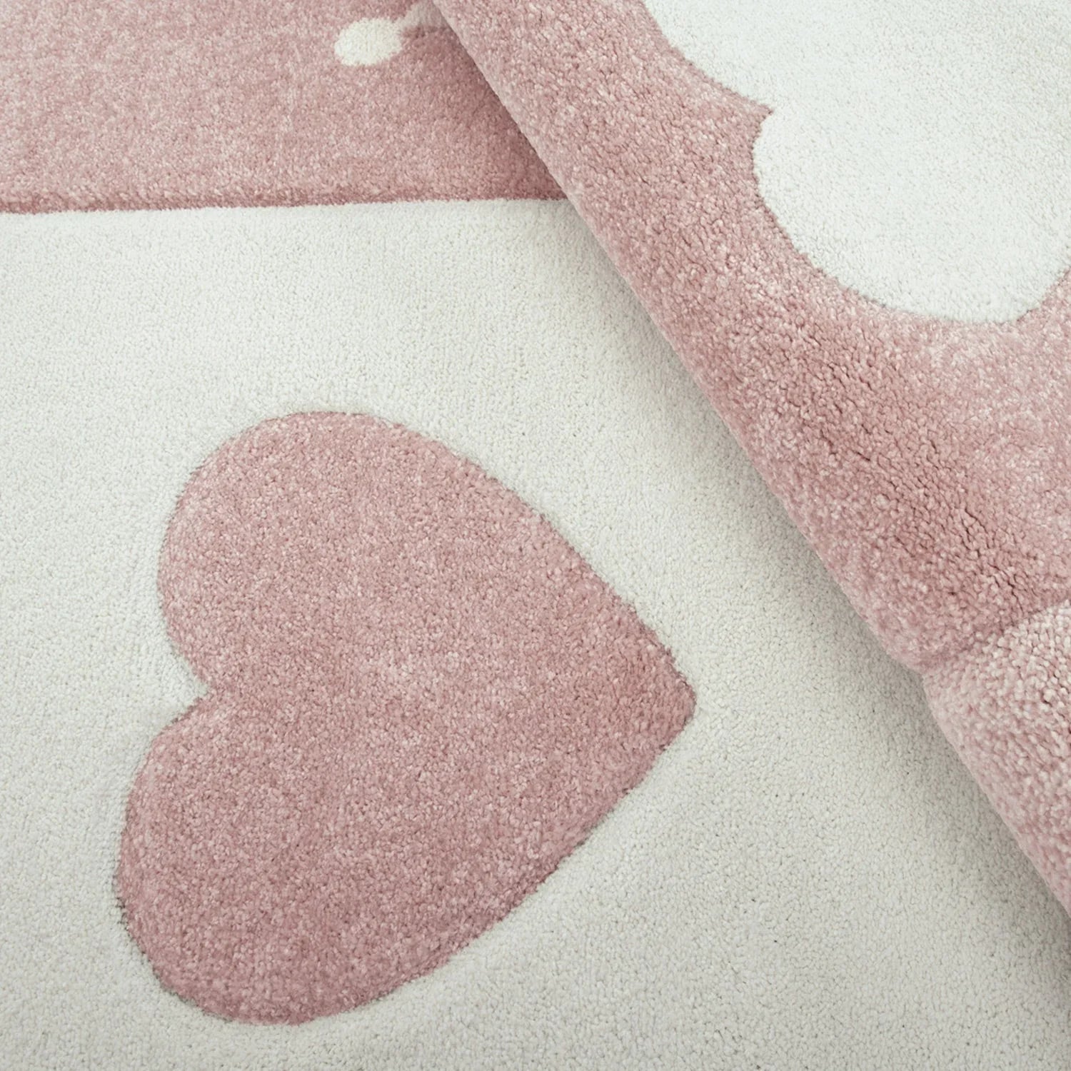 Kids Rug Dots Hearts Crowns Checked White Pink Pastel RugYourHome