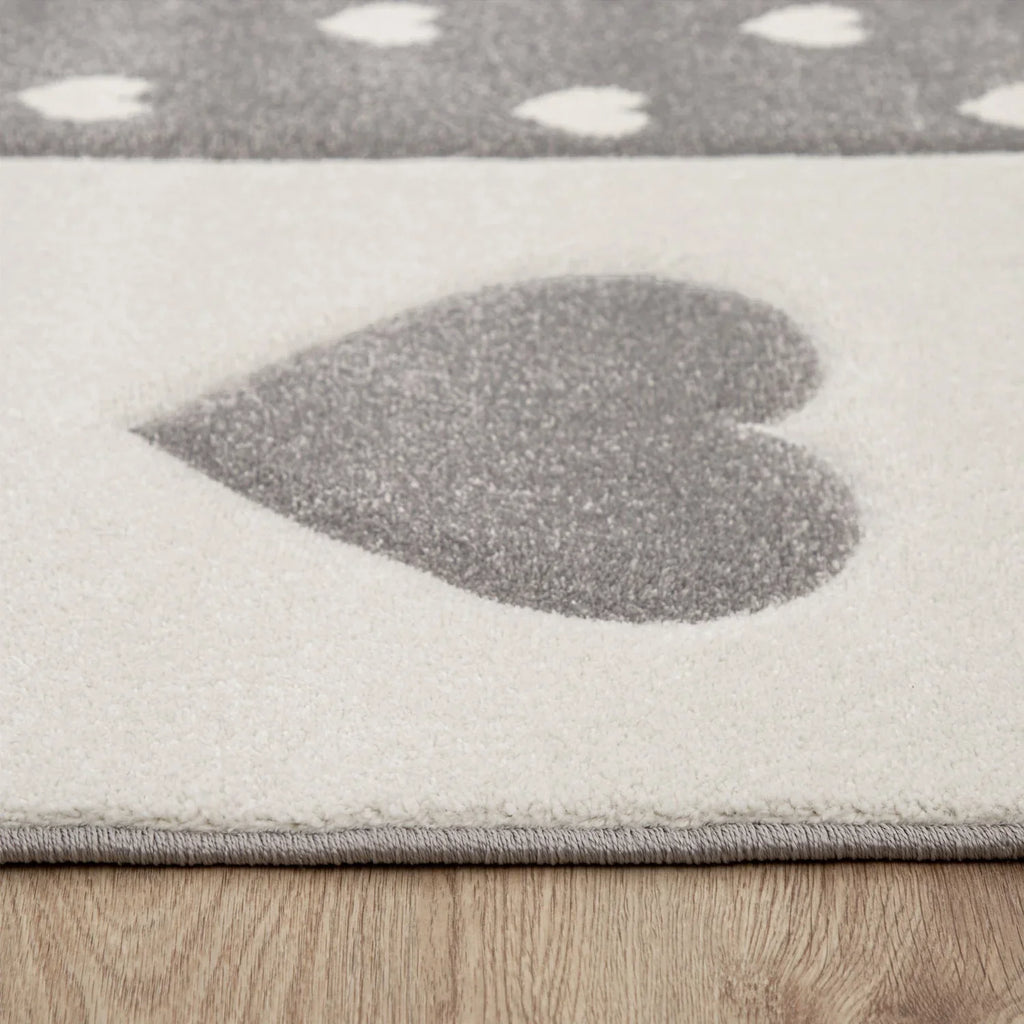 Kids Rug Dots Hearts Crowns Checked White Pink Pastel RugYourHome