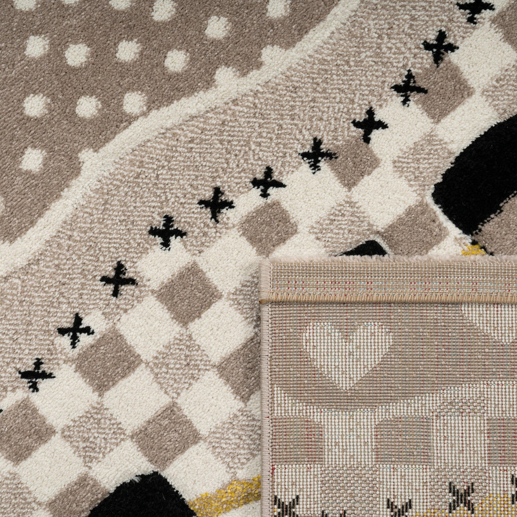 Kids Rug with Charming Farm Animals Patchwork in Beige Cream RugYourHome