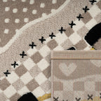 Kids Rug with Charming Farm Animals Patchwork in Beige Cream RugYourHome