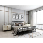 King Black Metal Platform Bed Frame with Rounded Corners Headboard Footboard