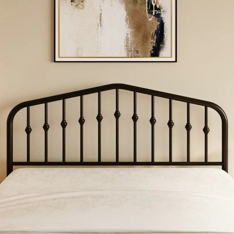 King Farmhouse Spindle Black Metal Platform Bed Frame with Headboard Footboard