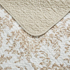 King size 3 Piece Bed-in-a-Bag Bohemian Tan Beige Floral Cotton Quilt Set
