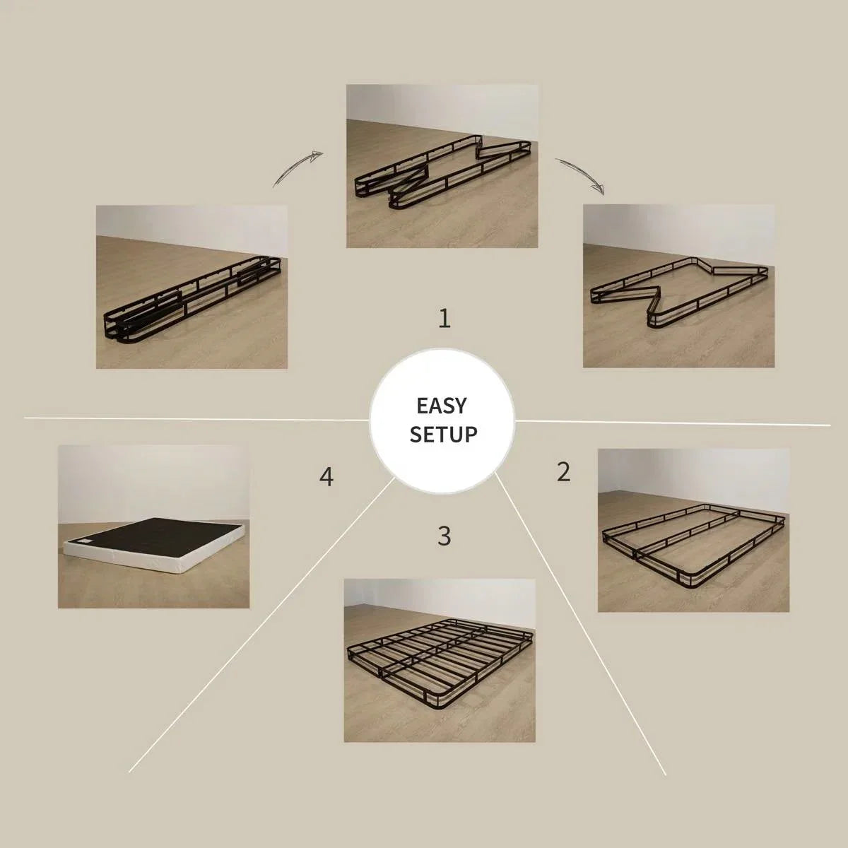 King size 8-inch Metal Frame Box-Spring Mattress Foundation with Cover