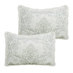 King size Antique White Damask Embroidered 4 Piece Oversized Bedspread Set