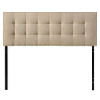 King size Beige Fabric Upholstered Headboard with Modern Tufting