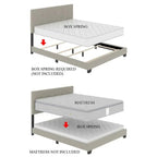 King size Gold Metal Canopy Bed with Upholstered Button-Tufted Headboard