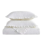 King size Ivory White Velvet Microfiber Polyester Reversible 3-Piece Quilt Set