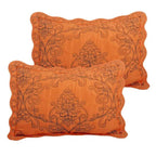 King size Orange Nectarine Damask Embroidered 4 Piece Oversized Bedspread Set