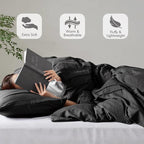 King size Pre-Washed Pleated Microfiber Comforter Set in Black