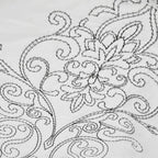 King size White Damask Embroidered 4 Piece Oversized Bedspread Set