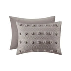 King/Cal King 3-Piece Grey Microfiber Comforter Set with Decorative Pompoms