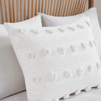 King/Cal King 3-Piece Ivory Pompom Microfiber Comforter Set