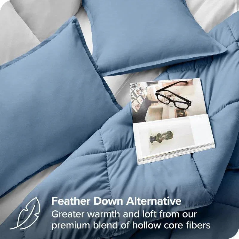 King/Cal King Size All Season Super Soft Down Alternative Comforter Set Blue