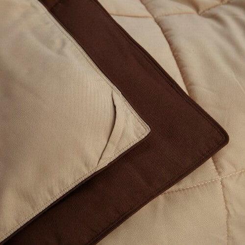 King/Cal King Traditional Microfiber Reversible 3 Piece Comforter Set in Brown