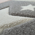 Nursery Rug Cosmo Checkered with Stars in Pastel Pink White RugYourHome