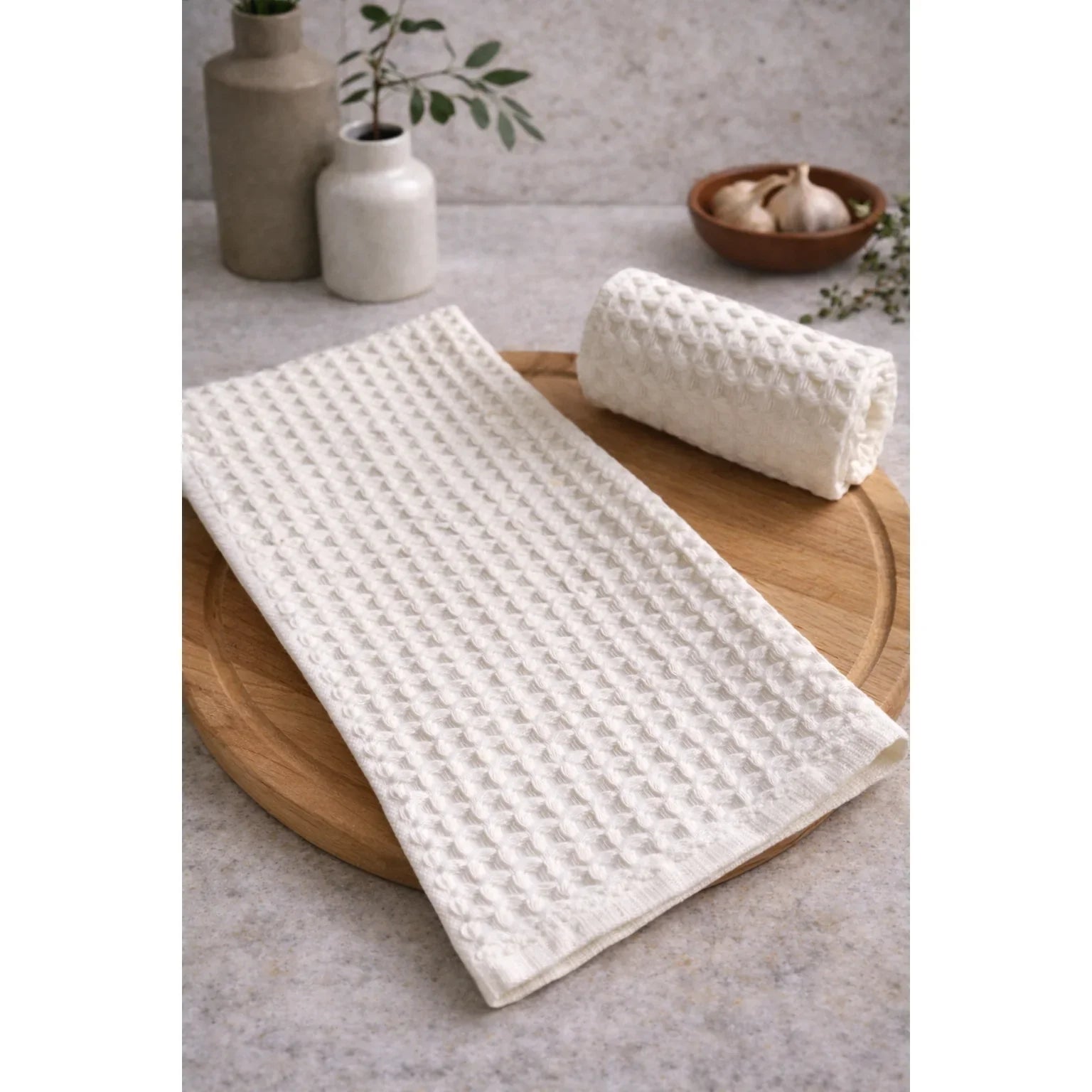 Kitchen Waffle Towel Set, front view - House Of Avana