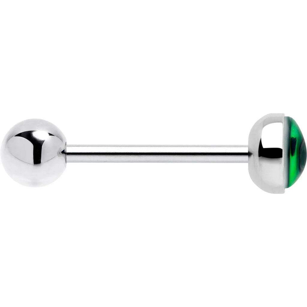 Kitty Green Eye UV Reactive Barbell Tongue Ring