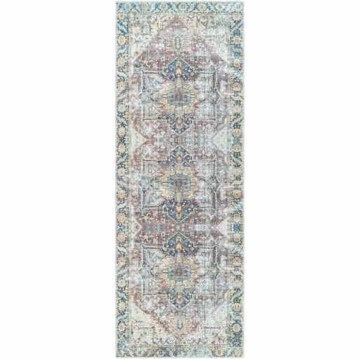 Blue Catigpian Distressed Washable Area Rug Hauteloom