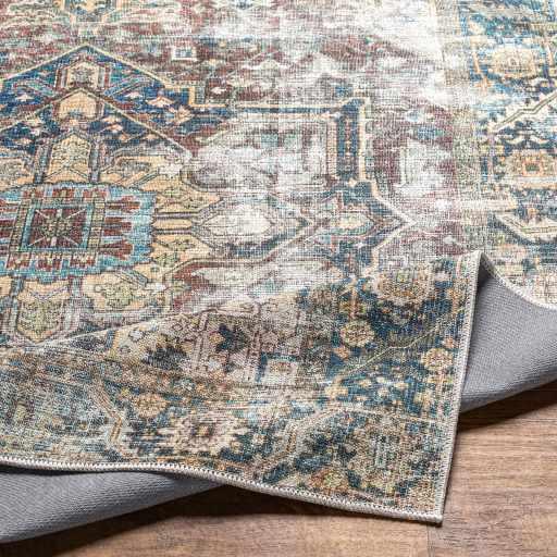 Blue Catigpian Distressed Washable Area Rug Hauteloom