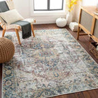 Blue Catigpian Distressed Washable Area Rug Hauteloom
