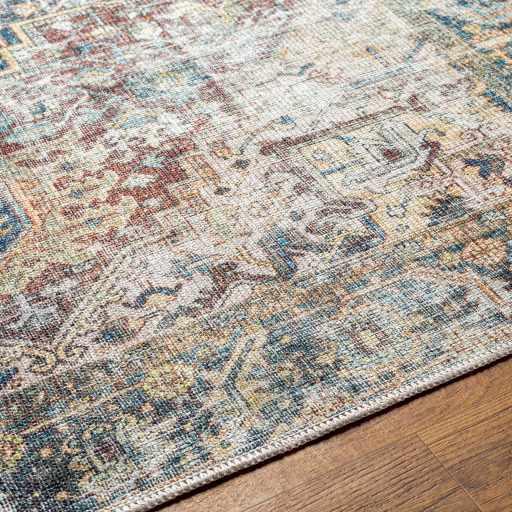 Blue Catigpian Distressed Washable Area Rug Hauteloom