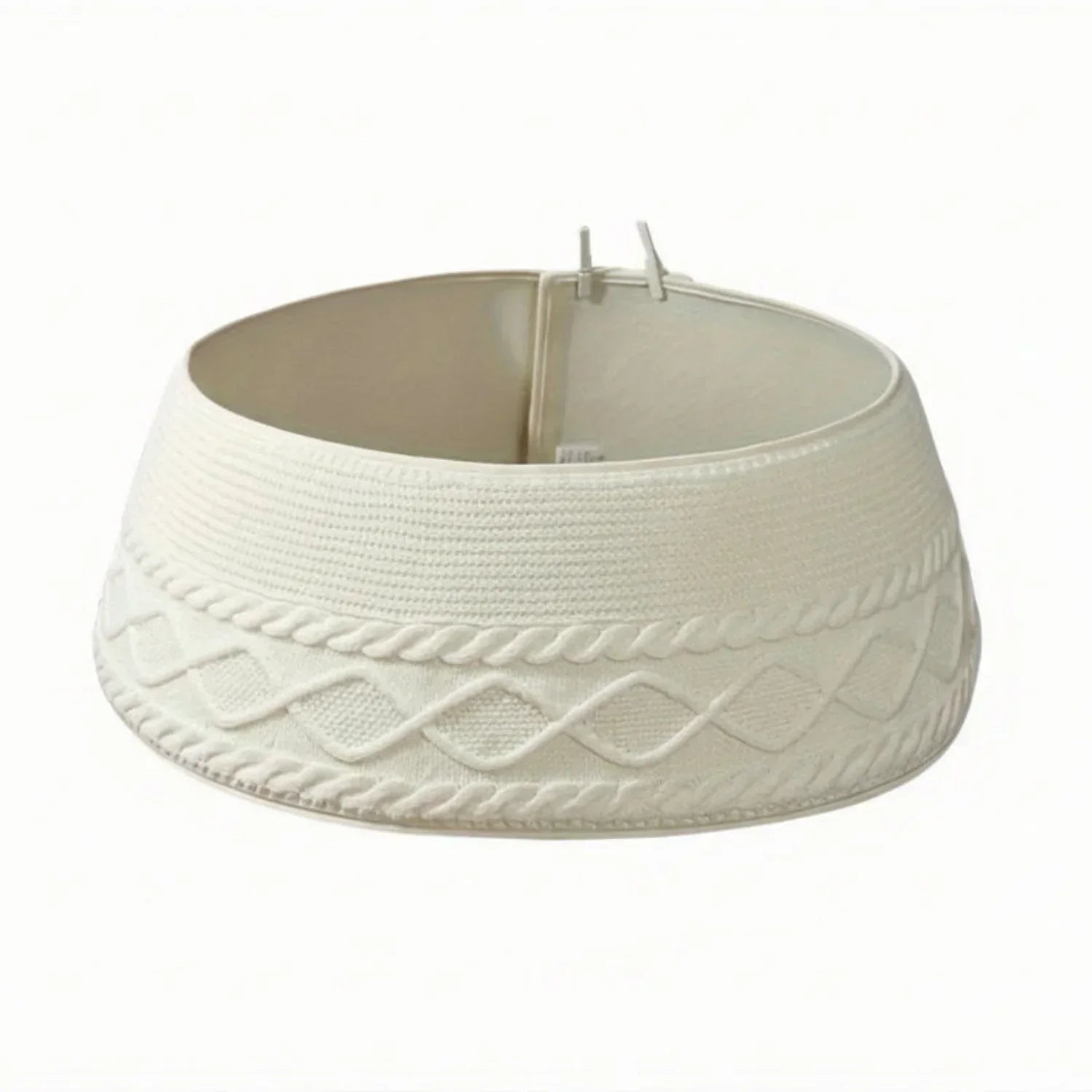 1pc Knitted Christmas Tree Collar, Cream Cross Diamond Edge Coarse Twisted Flower Knitted Christmas Tree Collar, Farmhouse Country Tree Ring Tree Skirt Used for Christmas Home Decoration, Christmas Holiday Parties, Home, Gard House Of Avana