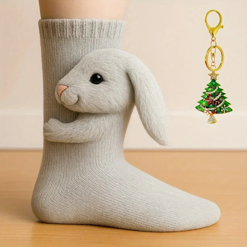 Animal Pattern Socks, Knitted Plush Cute Animal Design, Unisex, Suitable for All Sizes House Of Avana [[SKU:HOA-XMS-405]]