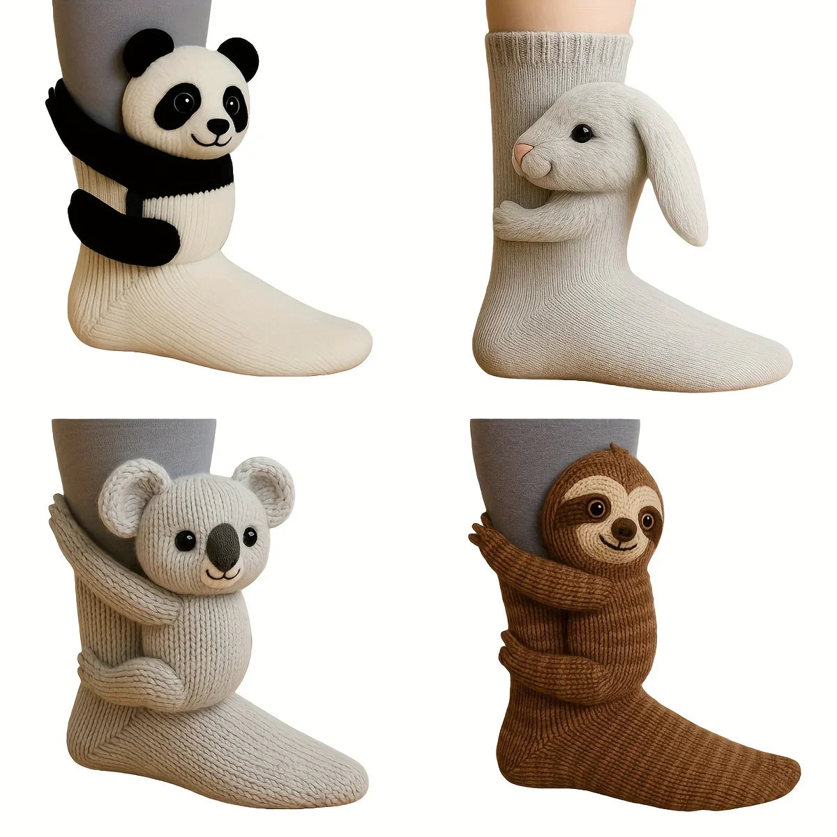 Animal Pattern Socks, Knitted Plush Cute Animal Design, Unisex, Suitable for All Sizes House Of Avana [[SKU:HOA-XMS-405]]