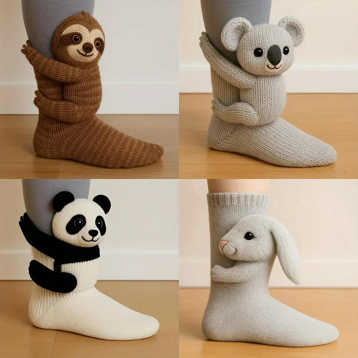 Animal Pattern Socks, Knitted Plush Cute Animal Design, Unisex, Suitable for All Sizes House Of Avana [[SKU:HOA-XMS-405]]
