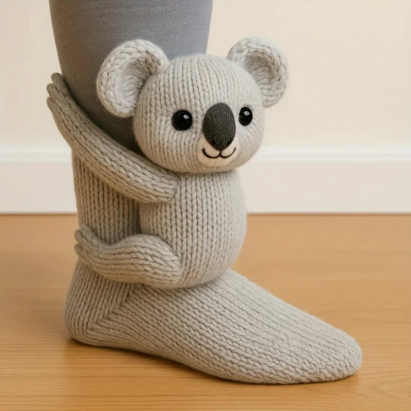 Animal Pattern Socks, Knitted Plush Cute Animal Design, Unisex, Suitable for All Sizes House Of Avana [[SKU:HOA-XMS-405]]