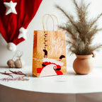 12pcs Festive Kraft Paper Tote Bags with Handles - Assorted Holiday Designs (Santa, Reindeer, Snowman, Christmas Tree) - Durable & Portable for Gift Wrapping, Party Favors, and Holiday Decorations, Christmas Decorations, Pape House Of Avana [[SKU:HOA-MSC-037]]