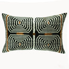 Labyrinth Silk Velvet Ikat Throw Pillow Cover X 24, front view - House Of Avana