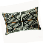 Labyrinth Silk Velvet Ikat Throw Pillow Cover X 24, back view - House Of Avana