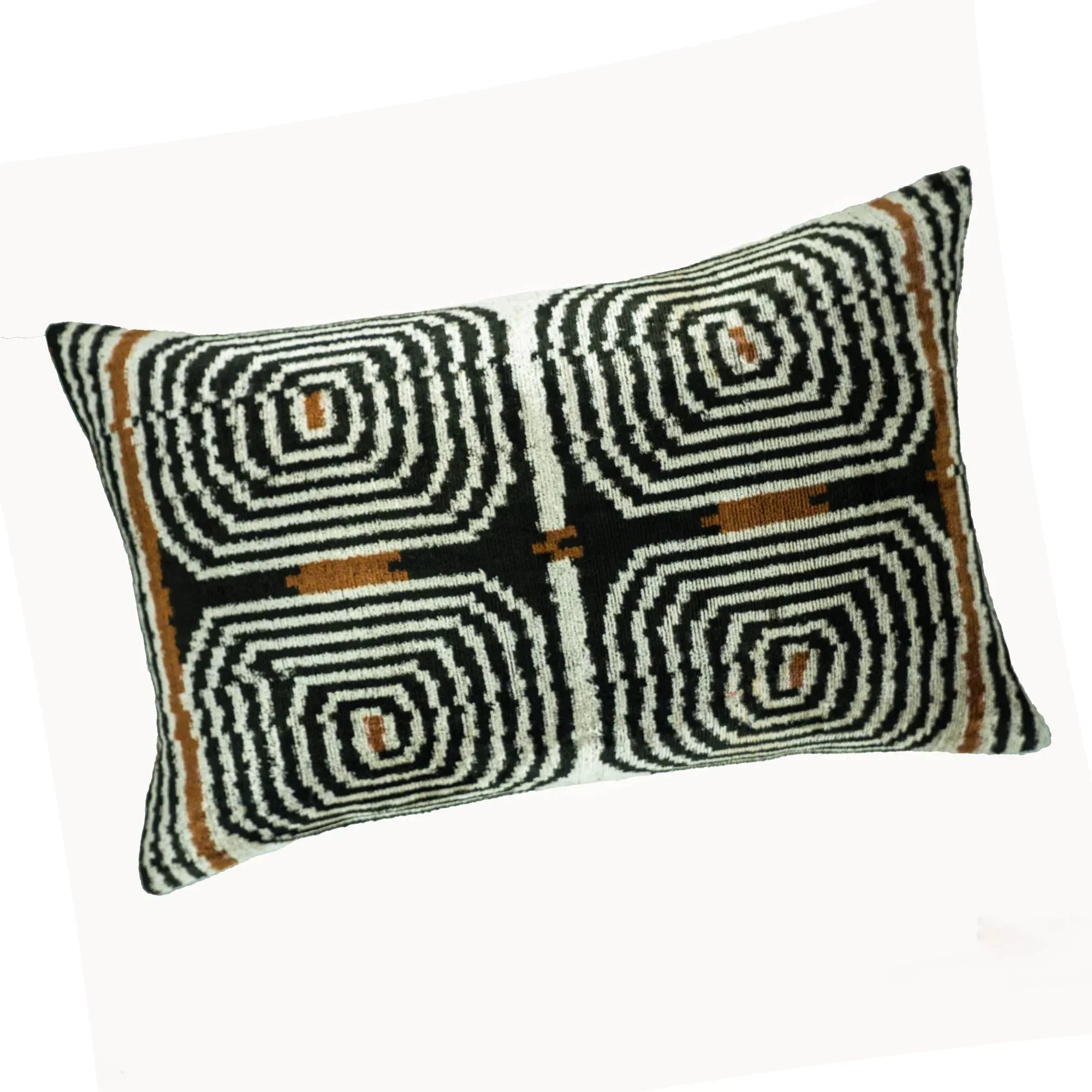 Labyrinth Silk Velvet Ikat Throw Pillow Cover X 24, back view - House Of Avana