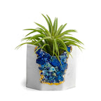 Blue lapis lazuli geode planter, natural stone décor - House of Avana